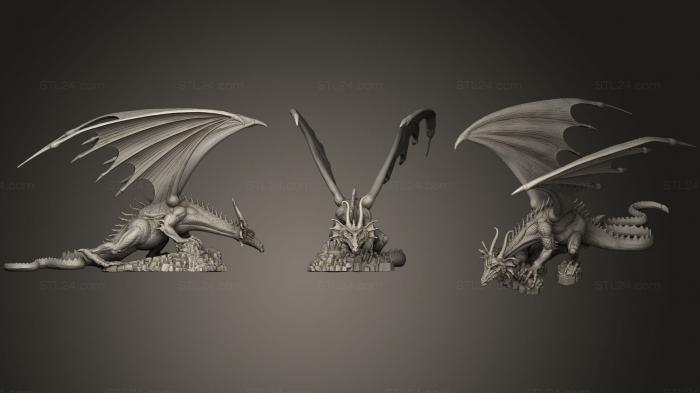 Статуэтки животных (Дракон, STKJ_0907) 3D модель для ЧПУ станка